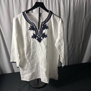 Embroidered White Tunic Top